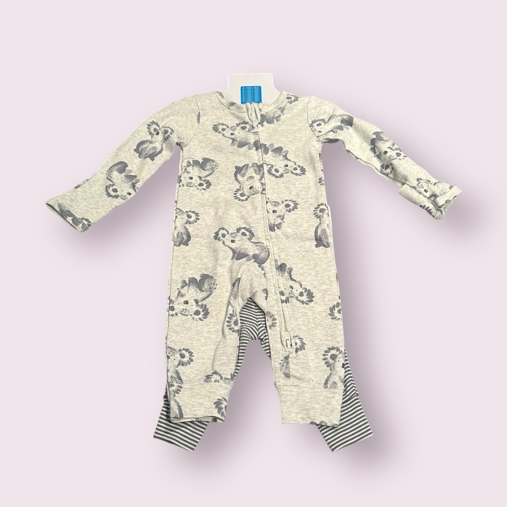 Gray Baby Carters Koala Print Zip Up One Piece Pajamas With Striped Pants